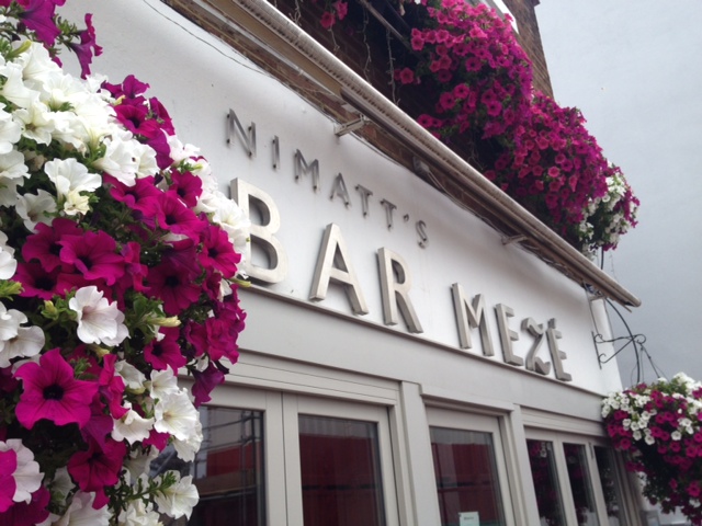 Flower decorations outside Bar Meze St Albans